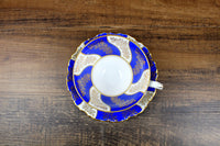 Vintage Blue & White Floral Patten Schumann Bavaria China Porcelain Teacup & Saucer Set