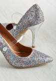 New Modcloth "Sensational Celebration Heel" Silver Glitter Mary Janes by Chinese Laundry, Size 8.5, Originally $65