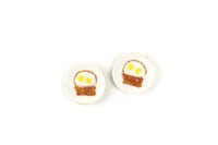 Vintage 1:12 Miniature Dollhouse Set of 2 Breakfast Plates with Fried Eggs & Bacon