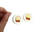Vintage 1:12 Miniature Dollhouse Set of 2 Breakfast Plates with Fried Eggs & Bacon