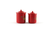 Vintage 1:12 Set of 2 Miniature Dollhouse Red Metal Canisters