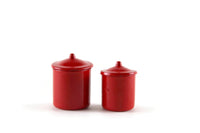 Vintage 1:12 Set of 2 Miniature Dollhouse Red Metal Canisters