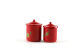 Vintage 1:12 Set of 2 Miniature Dollhouse Red Metal Canisters