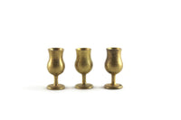 Set of 3 Vintage 1:12 Miniature Dollhouse Brass Wine Glasses or Goblets