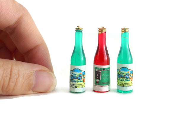 Set of 3 Vintage 1:6 Miniature Dollhouse Wine Bottles