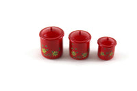 Vintage 1:12 Set of 3 Miniature Dollhouse Red Metal Canisters