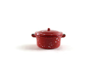 Set of 4 Vintage 1:12 Miniature Dollhouse Red Spatterware Cookware