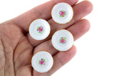 Set of 4 Vintage 1:12 Miniature Dollhouse White Porcelain Dinner Plates with Pink Flowers