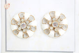 New Vintage Set of 4 Large Silver & White Rhinestone Coat Buttons