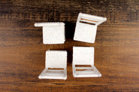 Vintage 1:12 Miniature Dollhouse Set of 4 White Wicker Dining Chairs