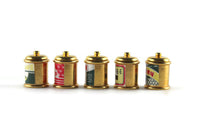 Vintage 1:12 Set of 5 Miniature Dollhouse Brass Canisters