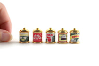 Vintage 1:12 Set of 5 Miniature Dollhouse Brass Canisters