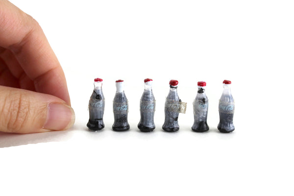 Set of 6 Vintage 1:12 Miniature Dollhouse Coca-Cola Bottles