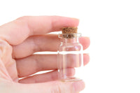 Set of 7 Small Glass 1.75" Bottles with Cork Stoppers for Crafts, Jewelry