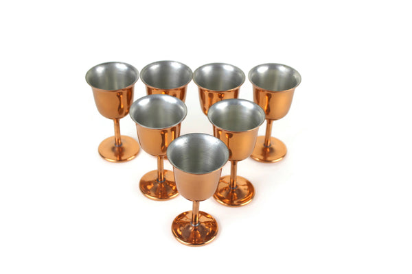 Vintage Coppercraft Guild Set of 9 Copper Cordial Glasses