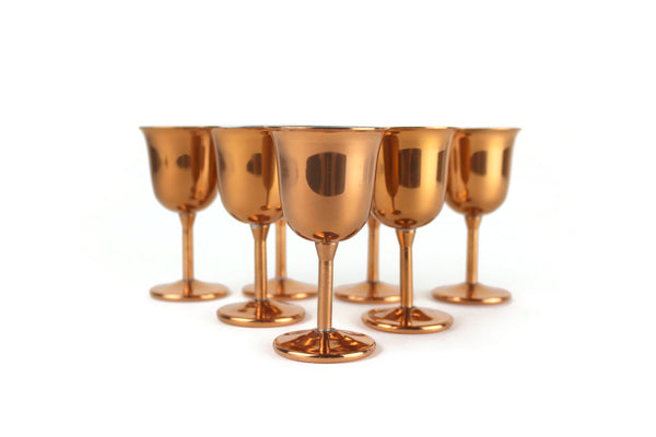 Vintage Coppercraft Guild Set of 9 Copper Cordial Glasses – The