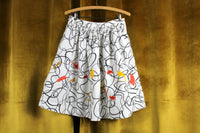 New Anthropologie White & Black Embroidered "Shape-Swirled Skirt" by Maeve, Size 0, Originally $128