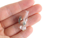 Vintage 1:12 Miniature Dollhouse Clear & Silver Oil Lamp Wall Sconce