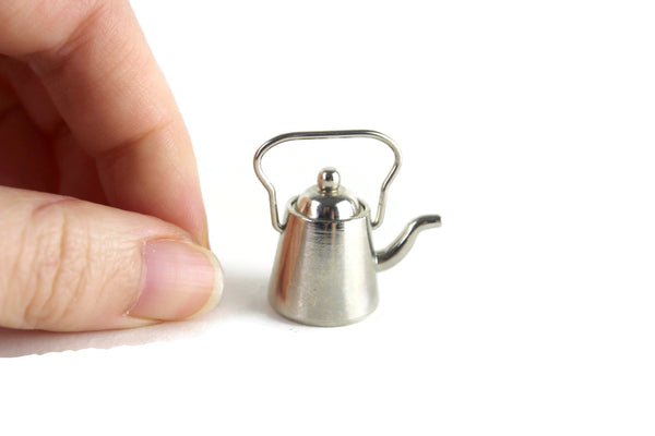 Vintage 1:12 Miniature Dollhouse Silver Tea Kettle