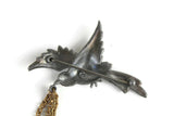 Vintage Silver & Gold Double Bird Brooch with Chain Connectors