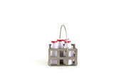 Vintage 1:12 Miniature Dollhouse Silver Metal Milk Crate with 4 Bottles of Milk
