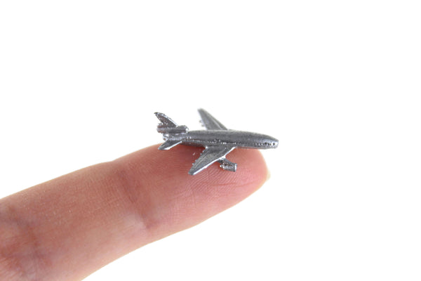 Vintage 1:12 Miniature Dollhouse Silver Metal Toy Airplane
