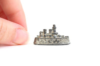 Vintage Miniature Silver Metal Ship Figurine / Monopoly Game Token