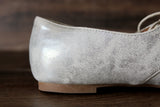 New Silver & White Metallic Oxford Flats by Mia, Size 9
