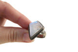 Vintage Silver Plate Geometric Opalescent Moonstone Ring, Size 7