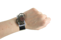Steampunk Silver Cuff Bracelet with Metal Gears