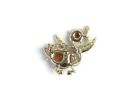 Vintage Silver Gold & Copper Glitter Singing Bird Brooch