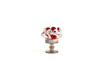 Vintage 1:12 Miniature Dollhouse Red & Silver Decorative Candy Dish Bowl