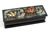 Artisan-Made Vintage Hand-Painted "Troika" Russian Lacquer Box with Chariot Design Signed by Artist