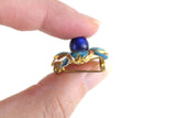 Small Vintage Blue & Gold Enamel Flower Brooch