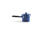 Vintage 1:12 Miniature Dollhouse Blue Spatterware Saucepan or Small Pot