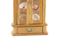 Vintage 1:12 Miniature Dollhouse Wooden Cabinet with Seashell Collection