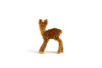 Vintage Miniature Dollhouse Fuzzy Brown Deer Figurine