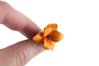 Small Vintage Orange Daylily Flower Brooch or Tie Pin