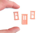 Vintage Small Scale Miniature Dollhouse 3 Piece Pink Window Frame & Door Set