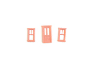 Vintage Small Scale Miniature Dollhouse 3 Piece Pink Window Frame & Door Set
