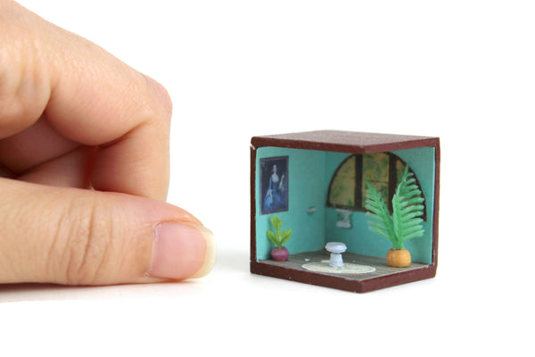 Vintage Micro Mini 1:144 Scale Dollhouse Decorated Room Diorama