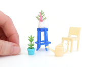 Vintage Small Scale Miniature Dollhouse 5 Piece Furniture & Accessory Set