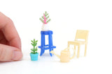 Vintage Small Scale Miniature Dollhouse 5 Piece Furniture & Accessory Set