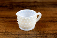 Vintage White Opalescent Moonstone Hobnail Glass Creamer