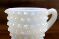 Vintage White Opalescent Moonstone Hobnail Glass Creamer