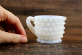 Vintage White Opalescent Moonstone Hobnail Glass Creamer