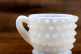 Vintage White Opalescent Moonstone Hobnail Glass Creamer