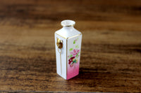 Vintage Miniature Dollhouse Pink & White Floral Porcelain Vase