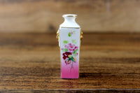 Vintage Miniature Dollhouse Pink & White Floral Porcelain Vase