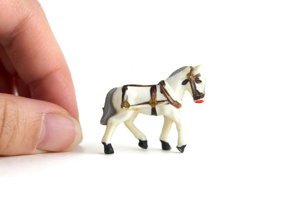 Vintage 1:12 Miniature Dollhouse White & Gray Horse Toy Figurine
